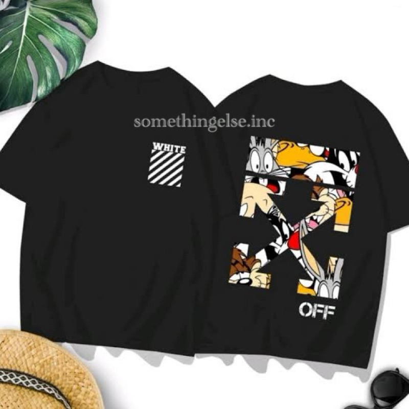 KAOS OFFWHITE LOONEY TUNES TSHIRT MIRROR PREMIUM QUALITY - REAL PICT