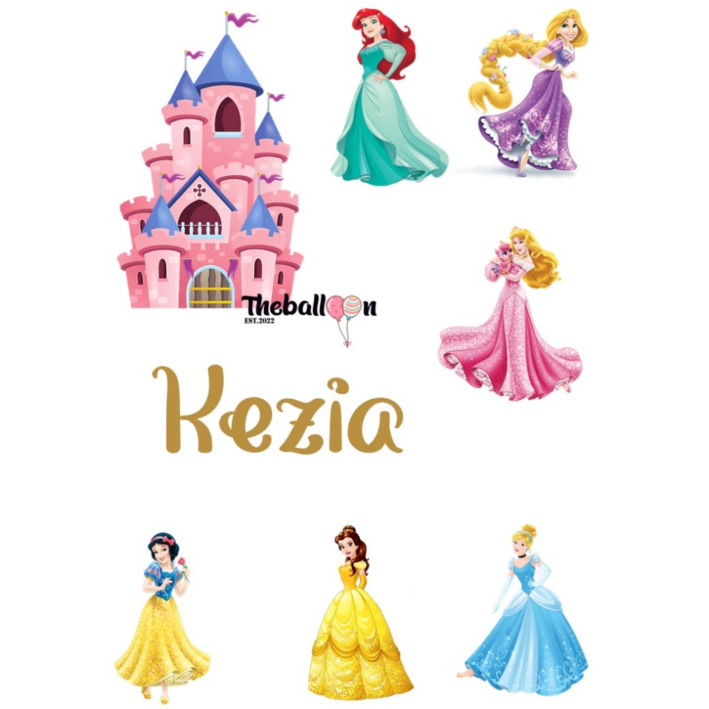 Topper Cake Disney Princess / Topper Cake Custom Nama Umur