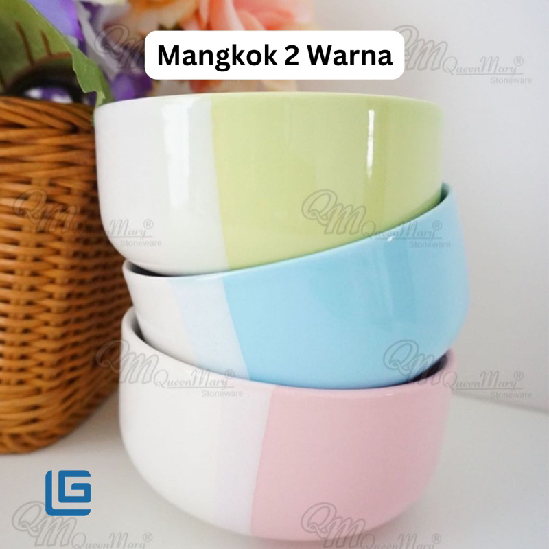 Mangkok pelangi two tone / mangkok 2 warna / mangkok souvenir