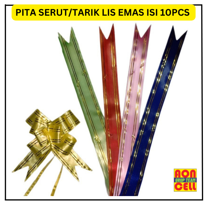 

pita serut tarik isi 10 pcs 12mm 18mm 30mm 50mm souvenir kado parcel