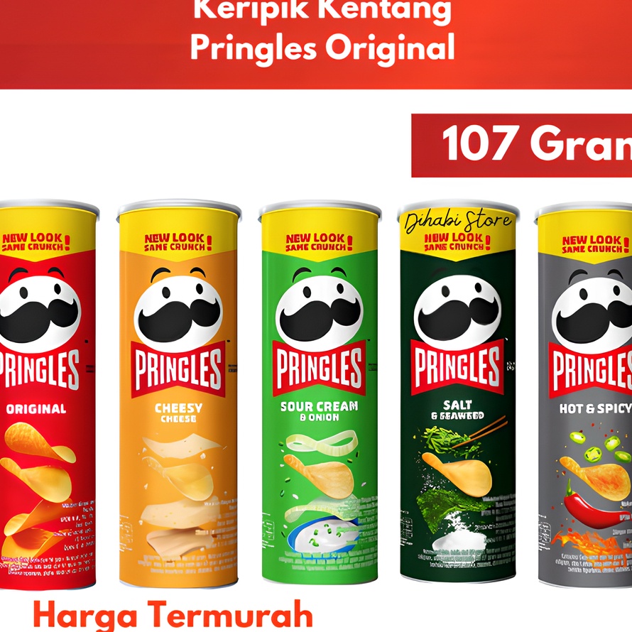 

Harga Termurah Pringles Potato Crisps 107 Gram Original , Cheesy Cheese , Sour Cream & Union , Salt & Seaweed