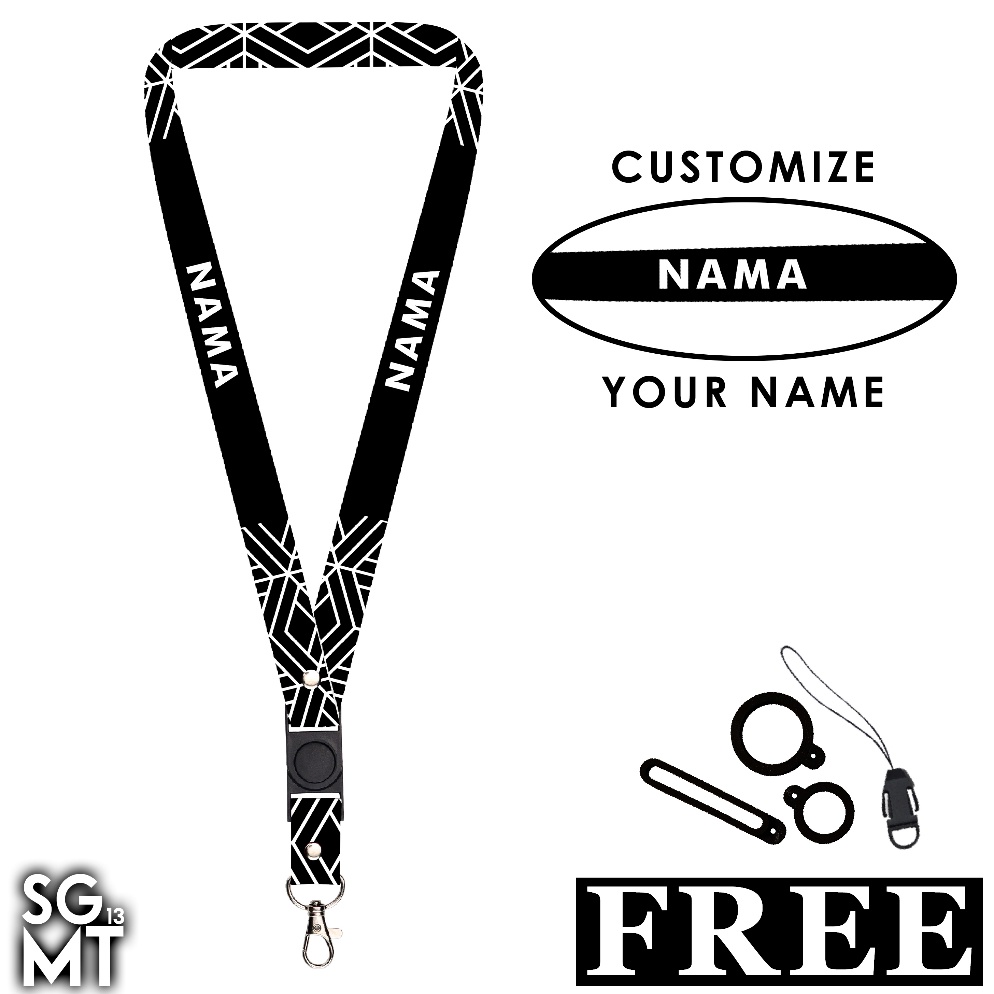 

[™R91➤] BISA SATUAN Lanyard Nama Printing Full 2 Sisi Ukuran 2cm Satuan Murah Bisa Request Nama Design 1 [248]