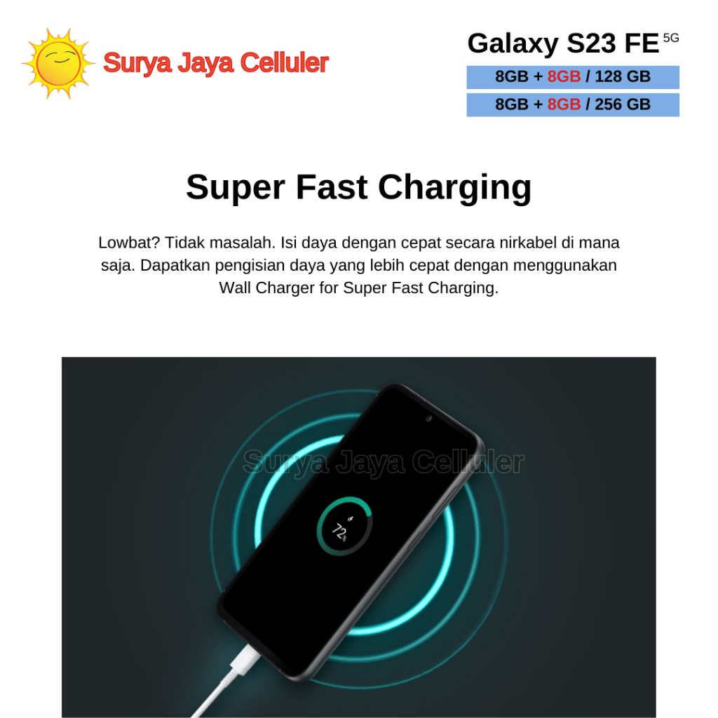 Samsung Galaxy S23 FE 5G 8/256GB, S23 FE 5G 8/128GB (Garansi Resmi Samsung)