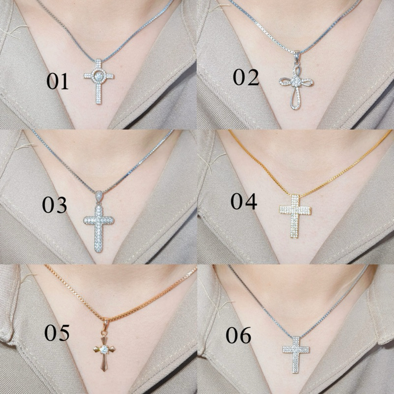 Kalung salib / Cross Necklace / Kalung Wanita Pria Salib lapis emas 18k