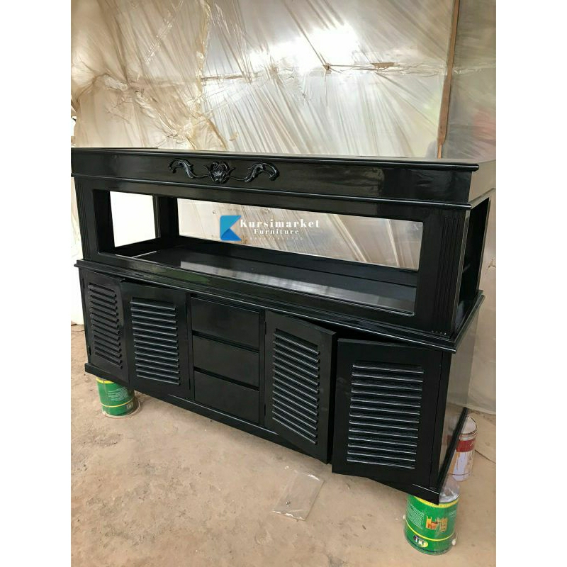 Meja aquarium tempat aquarium ikan arwana dan toman cabinet akuarium jati murah bufet akuarium 180cm