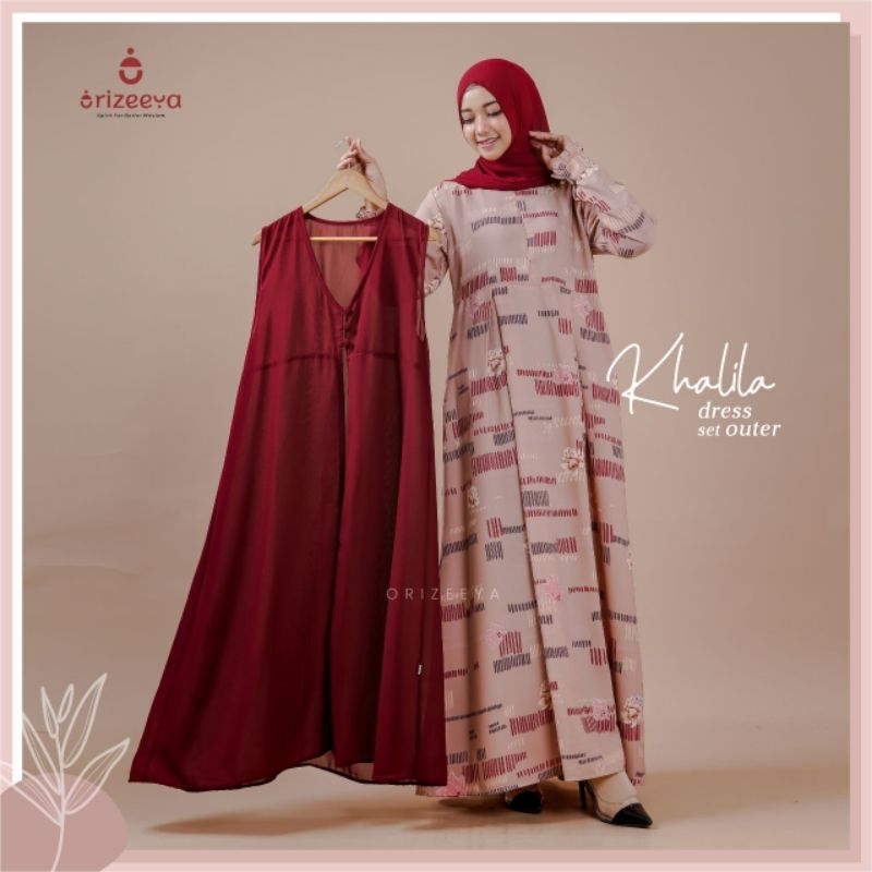 GAMIS DEWASA ORIZEEYA KHALILA DRESS ONE SET GAMIS+OUTER+JILBAB PASHMINA