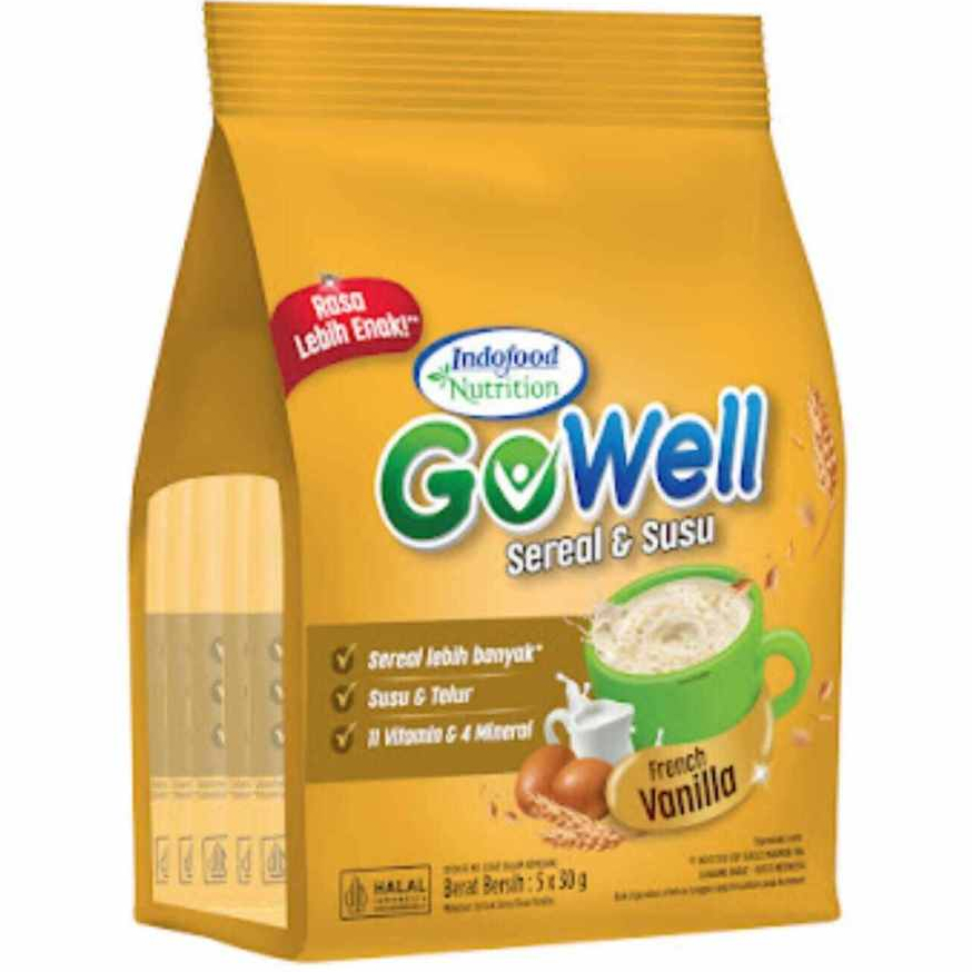 

GoWell sereal&susu rasa french vanila 150 gram (5 sachet @30 gram)