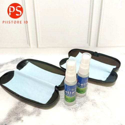 Paket Cairan Pembersih Lensa Kacamata Dan Box Dan Lap Layar Gadget - Cairan Pembersih Kacamata