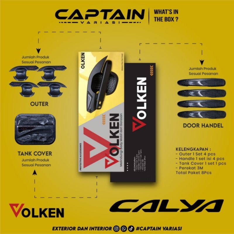 Paket Accessories Outer+Handle+Tank Cover Calya HITAM & CARBON