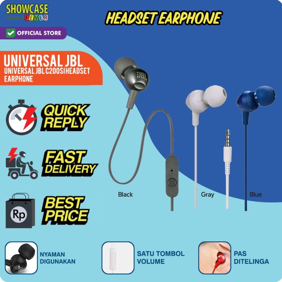 Headset JBL C200Si In Earphone Handfree Headphones With Mic