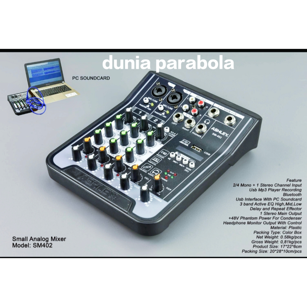 mixer ashley SM402 new mixer SM 402 Original 4 CHANNEL / MIXER AUDIO SOUNDQUEEN TIGER 4 12W 99DSP