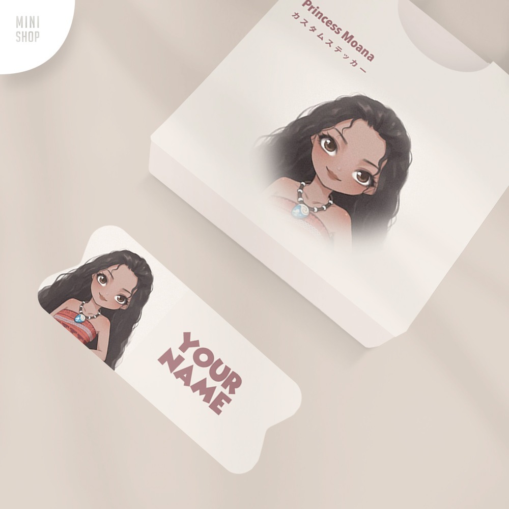 

Stiker Nama Custom Waterproof Princess Moana