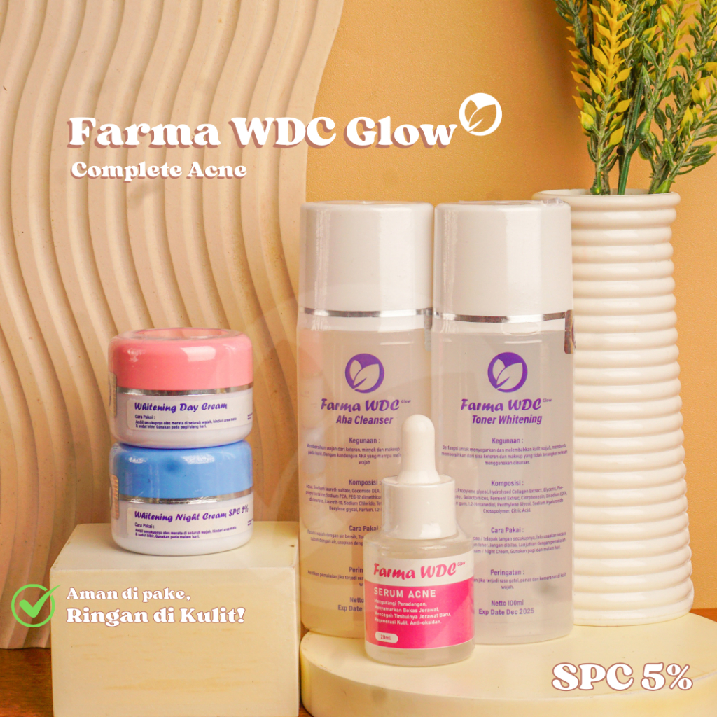 FARMA WDC GLOW PAKET SKINCARE ISI 5 SPC 5% ORIGINAL 100% ACNE SERIES
