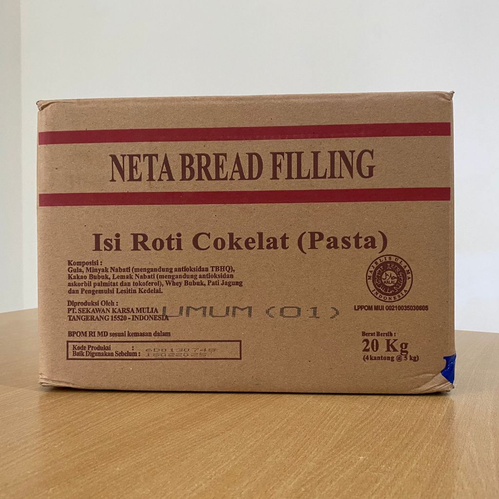 

Coklat Pasta Neta 4x5 Kg / Neta Bread filling pasta Cokelat 4x5 Kg
