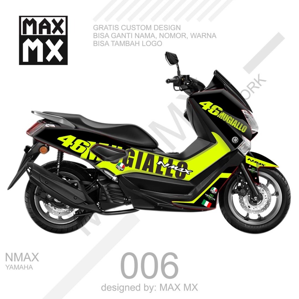 decal stiker full body nmax old keren warna hitam hijau stabilo simple keren D-G1-006
