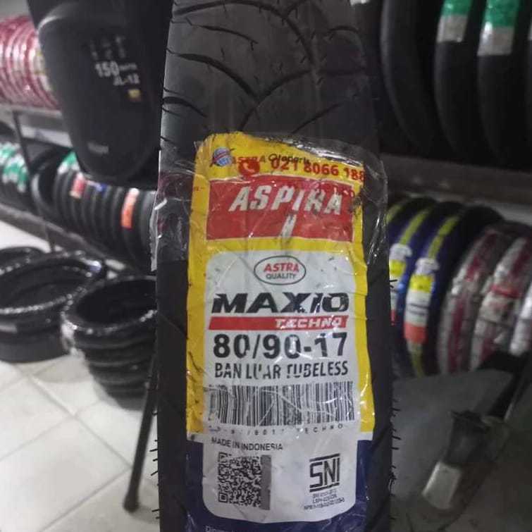 Ban luar  Aspira MAXIO TECHNO ukuran 80/90-17 Tubeless