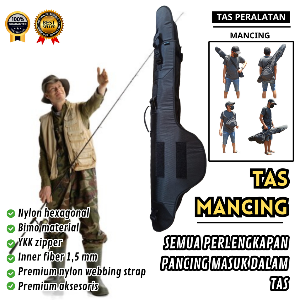 tas pancing Ransel Terbaik Jumbo 4 Joran Selempang Kuat Bahan Tebal Premium aksesoris keren kantong 