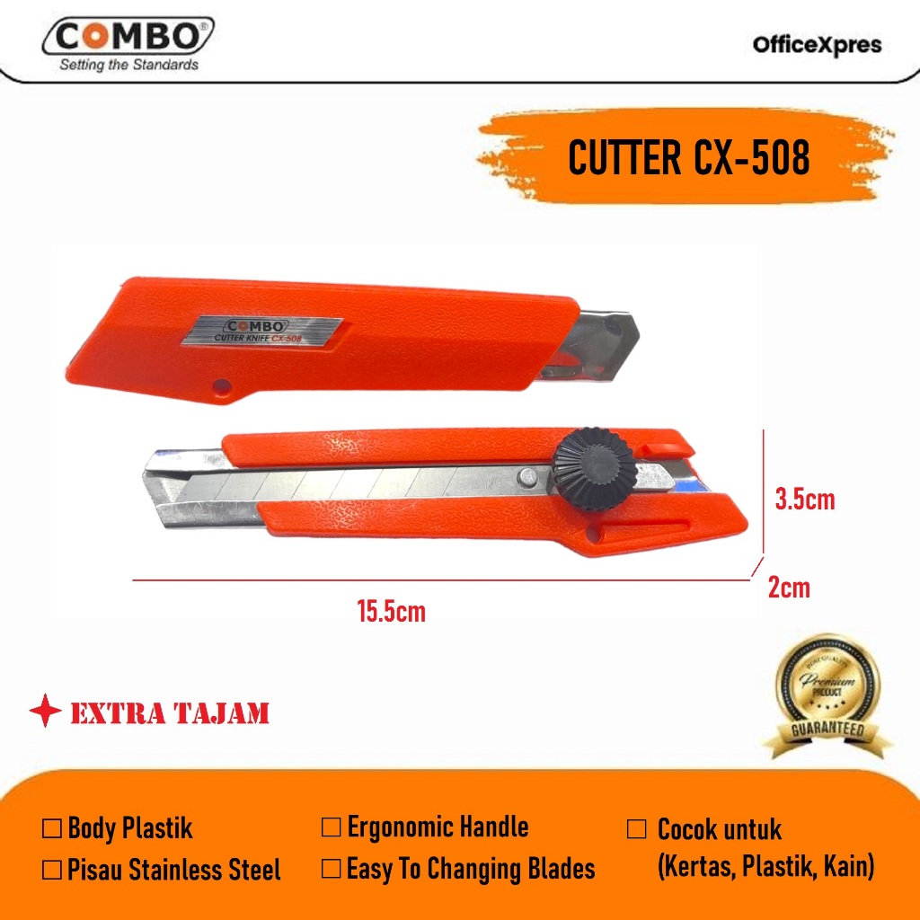 

Cutter Besar / Pisau Cutter / Isi Cutter / Refill Cutter / Kater Pemotong Kertas Besar CX 508 Combo L-500