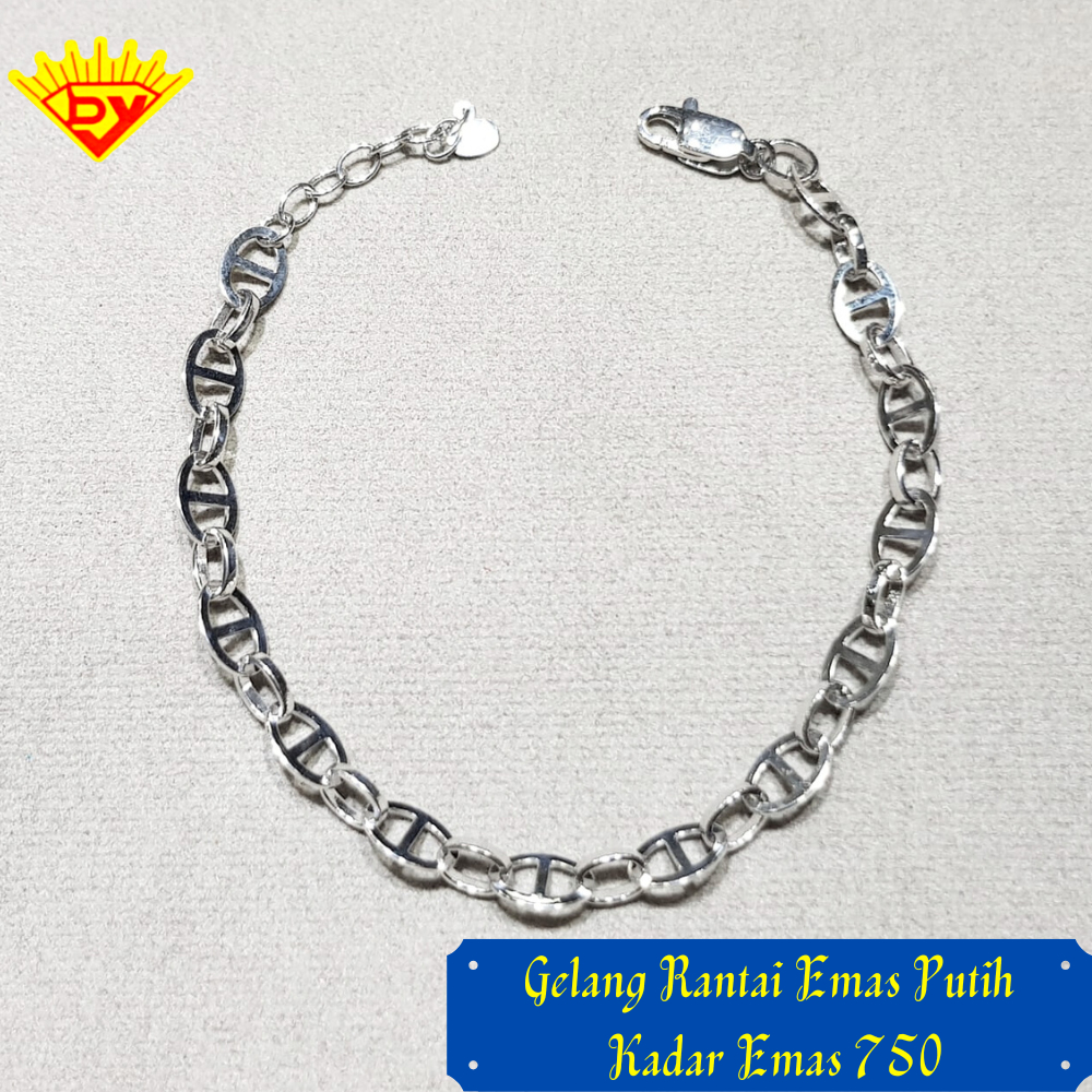 Gelang Rantai Emas Putih 675 Kadar Emas 750