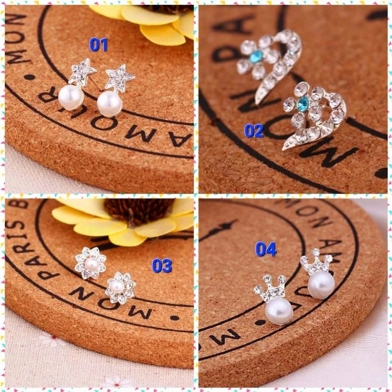 Anting Wanita Motif Berlian AT-001 Anting Perak Aksesoris Fashion Korea Style