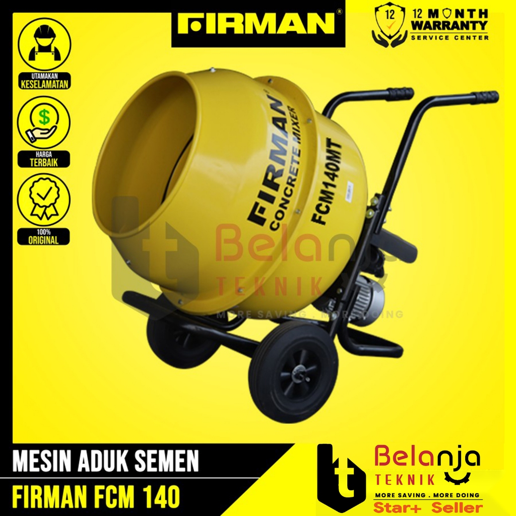 Firman Mesin Aduk Semen Molen 140 Liter FCM 140 MT + Dinamo 0.5 HP 1/2
