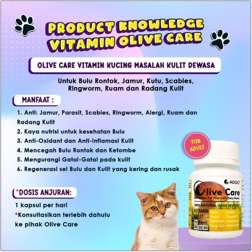 VITAMIN OLIVE CARE 1 Kapsul All Varian Obat Penggemuk KUCING Cat Penambah Nafsu Makan Pelebat Bulu Sakit Flu Diare