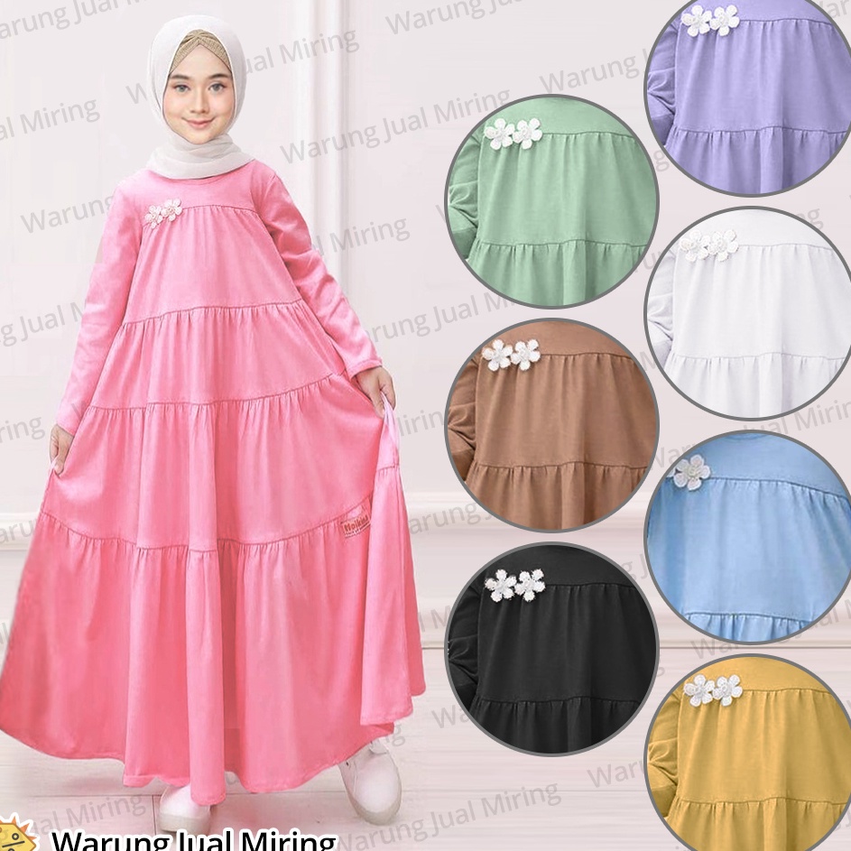 Diskon Gamis Susun Dewasa & Remaja - Baju Muslim Perempuan Basic Maxi Dress Jumbo Bahan Jersey Polos