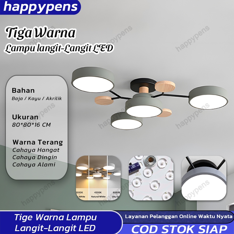 CLG 3 Warna Gantung Lampu Gantung LED Nordic Modern Minimalis Lampu Gantung Sederhana  Kayu Lampu
