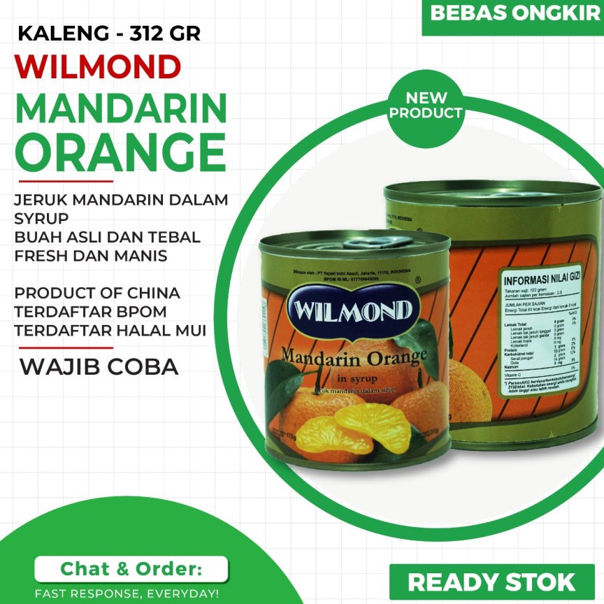 

Diju4l WILMOND Mandarin Orange in Syrup 312gr / Jeruk Mandarin Kaleng Langsung proses