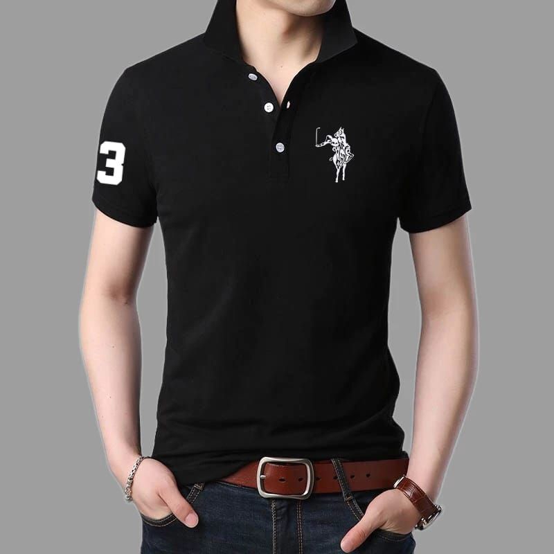Baju kaos poloshirt PLCLXVII text putih /baju kaos kerah branded pria dan wanita/kaos kerah model te