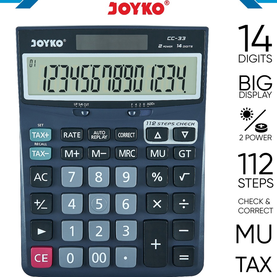 

Diskon Calculator Kalkulator Joyko CC-33 14 Digits Check Correct