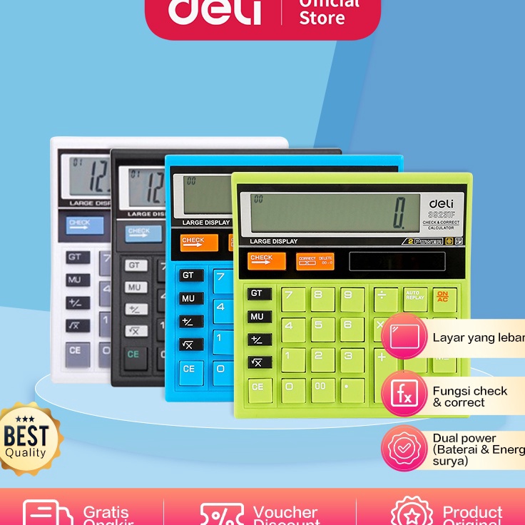 

Beli Sekarang - Deli 39231 Calculator Check & Correct Desktop Kalkulator Meja Office Original Deli WARNA WARNI DELI 512 HIJAU BIRU GREEN BLUE COLOUR CALCULATOR WHITE BLACK ALAT HITUNG