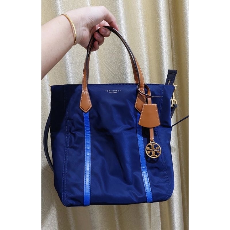 PRELOVED Tas TB Perry Nylon Tote North South Royal Navy Original