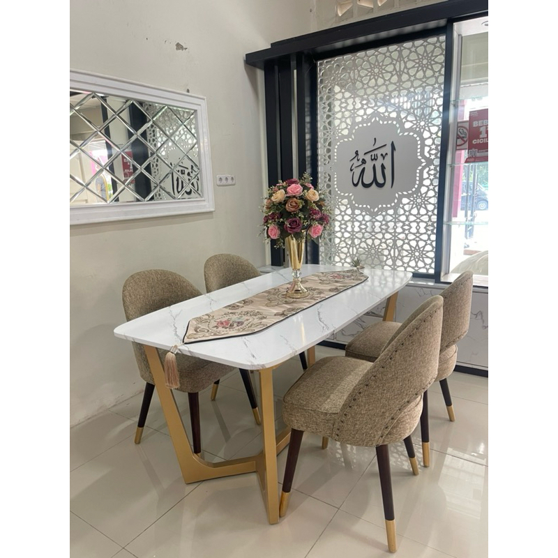 meja makan jati kursi 4
