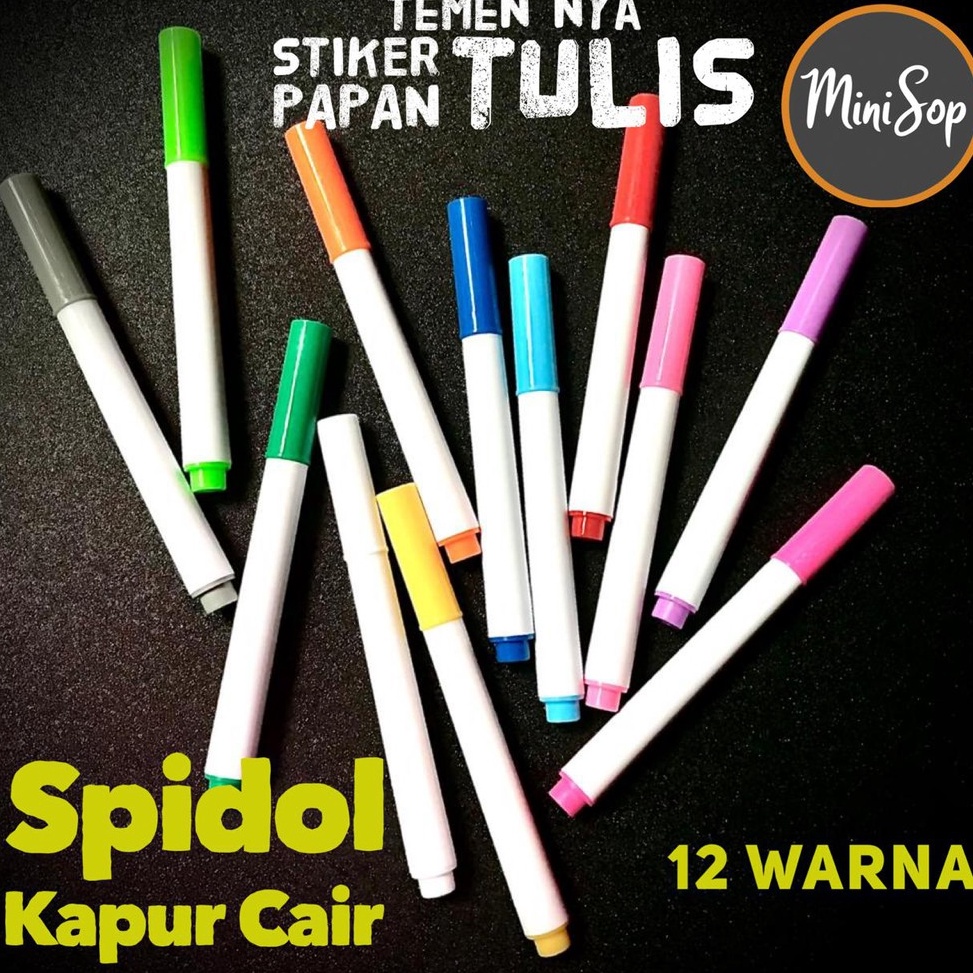

➣ SPIDOL KAPUR CAIR CHALK LIQUID WATER BASE 12 WARNA UNTUK STIKER PAPAN TULIS 3959