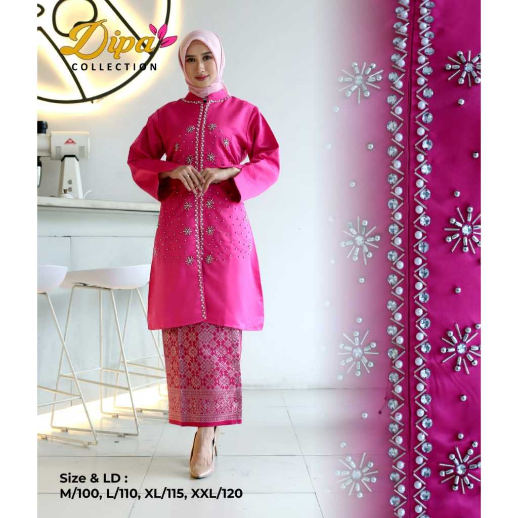 Stelan dan Atasan Kebaya Tunik Melayu Warna Magenta Kebaya Kondangan Baju Pesta Melayu Kebaya Malays