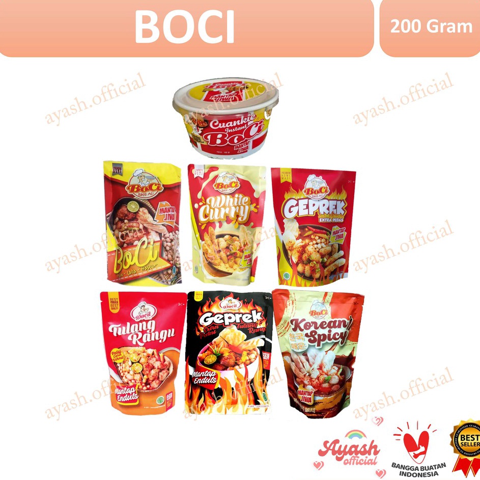 

TIPE QGY970 BOCI mantap jiwa, Geprek, white curry, toping dan Cuanki boci