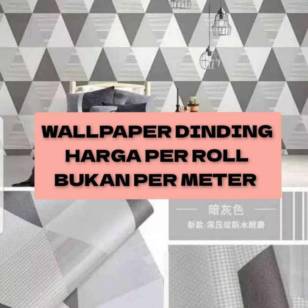 Wallpaper Dinding Kamar Tidur Segitiga Abu Putih Walpaper Stiker Pelapis Triplek Dekorasi Rumah