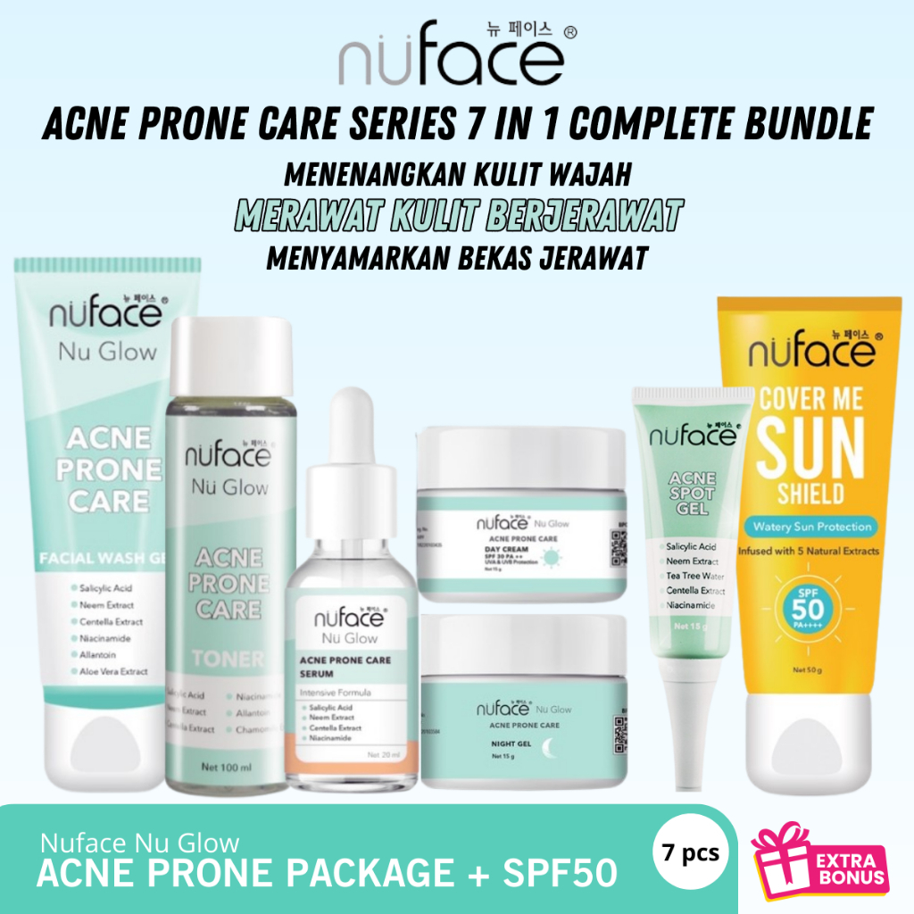NUFACE Acne Prone Care series Sepaket Acne Complete Bundle 7 in 1 Skincare Jerawat | Skincare Fuji A