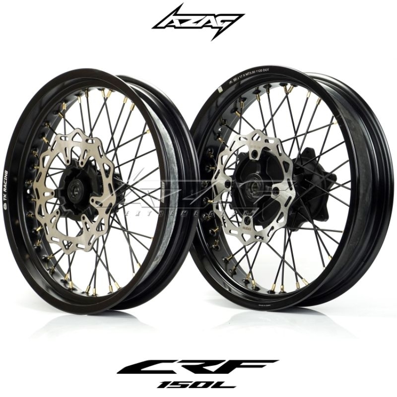 VELG SET CRF 150 L SUPERMOTO VELG TK RACING TROMOL EXPEDITION RING 17 300/350