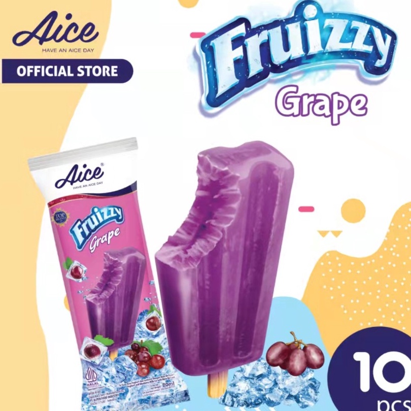 

Kode OLD448 Aice Ice Cream Fruizzy Grape 70ml Isi 10pcs Es Krim