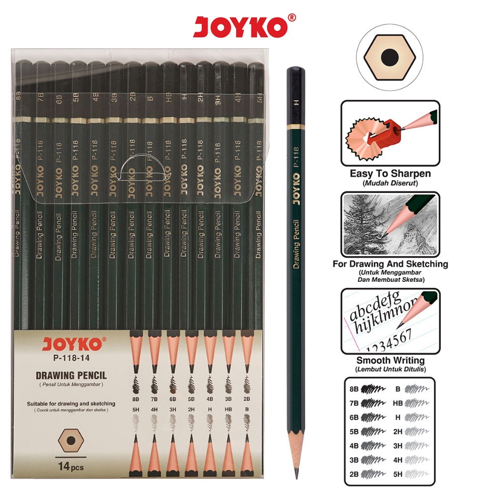 

➾ Drawing Pencil Pensil Menggambar Joyko P-118-14 1 Set 14 Pcs Pasti Murah