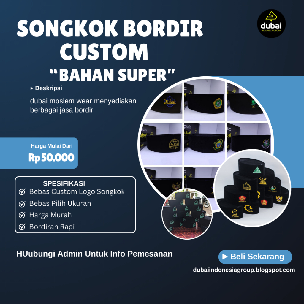 COD Peci Songkok Kopiah Custom Logo Pesantren Sekolah Madrasah Organisasi Dll Warna Hitam Merah Biru