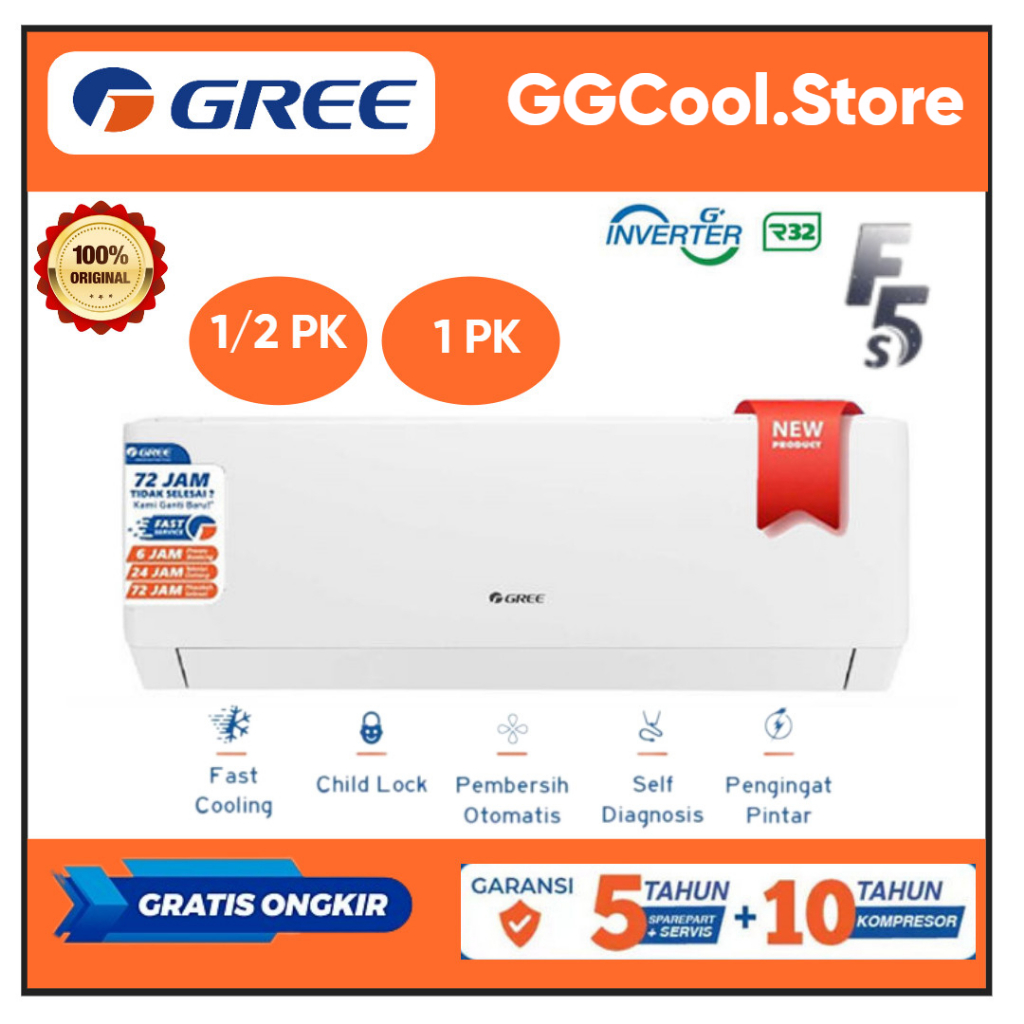 Ac Gree Inverter GWC-F5S AC Gree 1/2 PK / AC Gree 1 PK GWC05F5S / GWC09F5S AC Inverter Gree