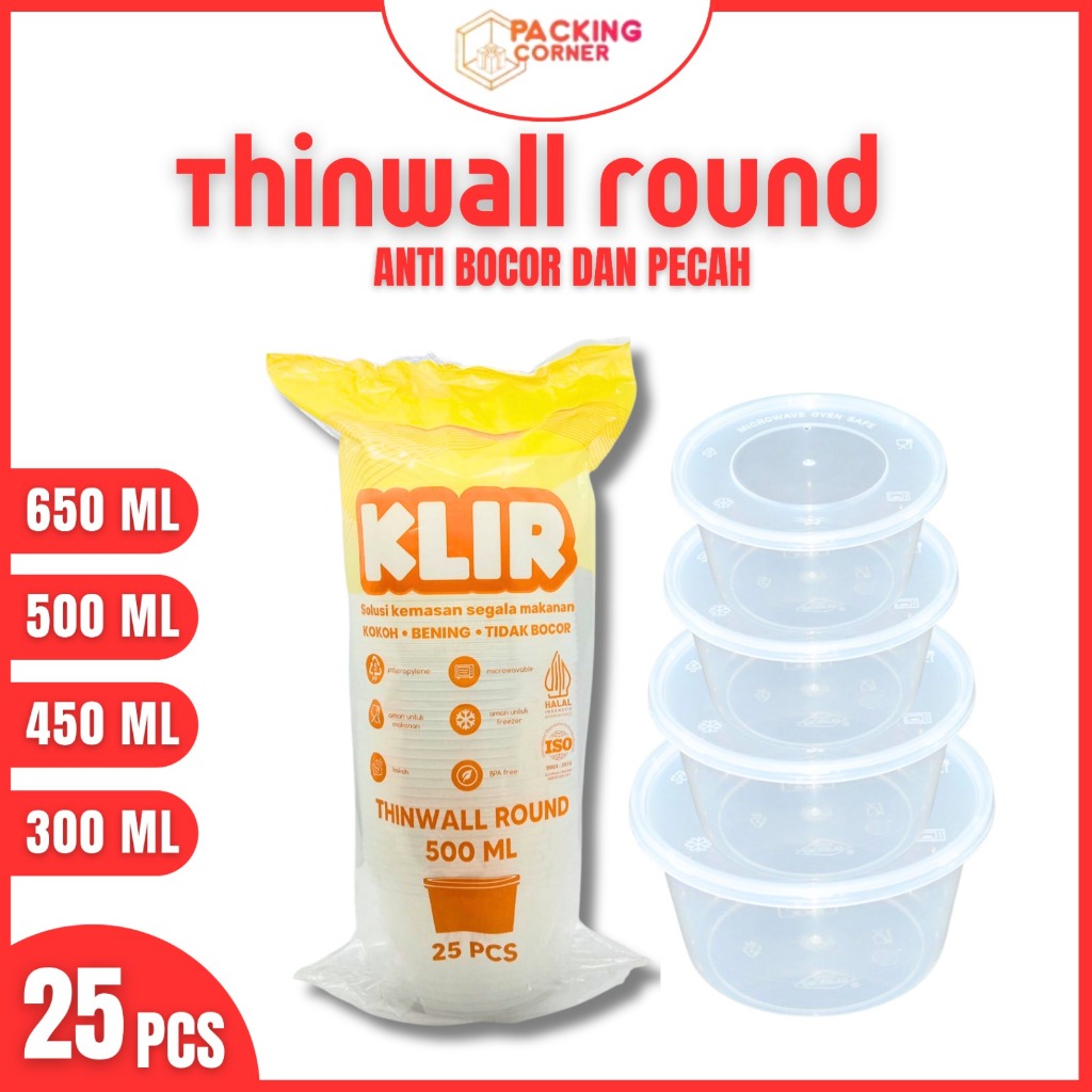 Thinwall Mangkok Round 300ml 450ml 500ml 650ml Mangkuk Klir Bukan Victory DM Libra Pack 25 PCS