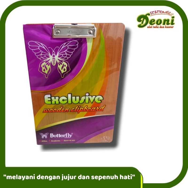

Butterfly Clipboard F4 Pocket Coklat Exclusive Wooden TA504