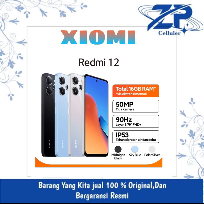 redmi 12 ram 8gb /rom 128gb garansi resmi xiomi , xiomi redmi 12 ram 8gb /rom 256gb garansi resmi xi