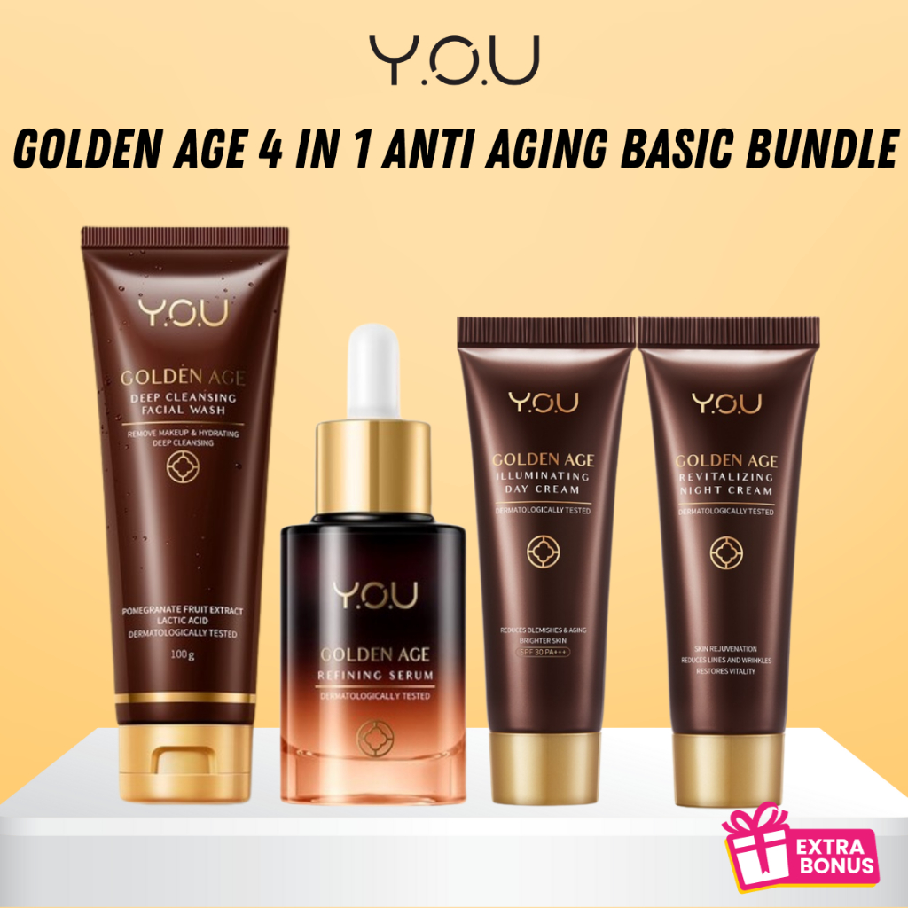 YOU Golden Age Series Paket Skincare 4 In 1 Basic Bundle (Facial Wash | Serum | Day Cream 18gr | Nig