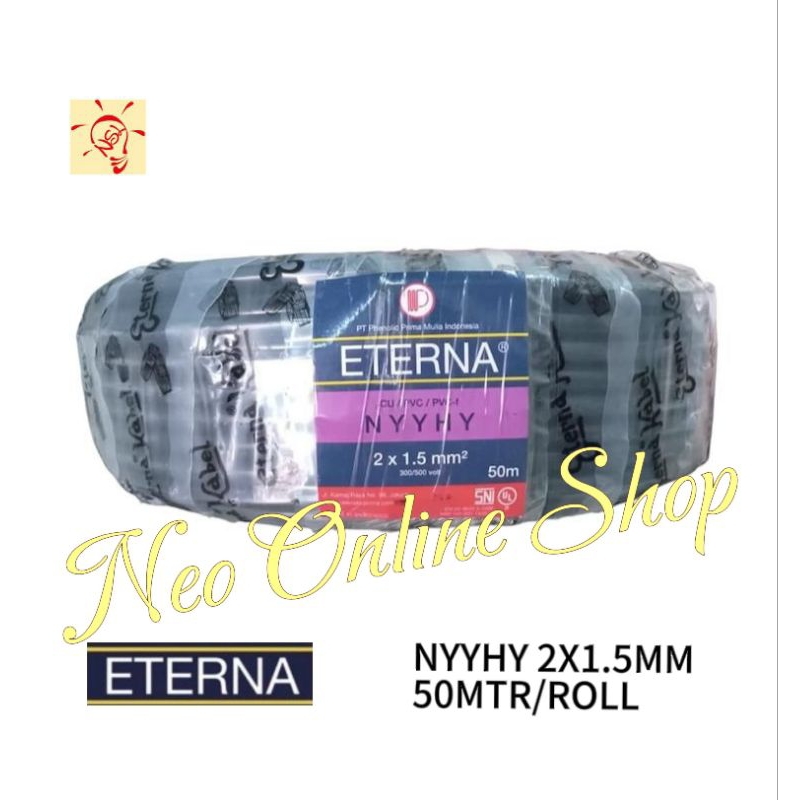 Kabel Eterna NYYHY 2X1,5 2X1.5 mm Rol 50 Meter