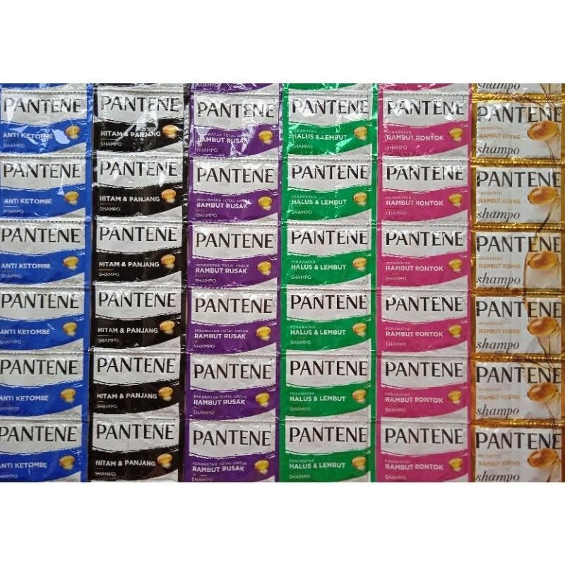 PANTENE SHAMPOO RENCENG ISI 12 x 10gr SACHET HITAM PANJANG KUAT BERKILAU BIRU ANTI KETOMBE DANDRUF P